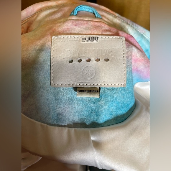 **RARE** Blank NYC Tie Dye Fringe Leather Moto Jacket - Picture 4 of 16